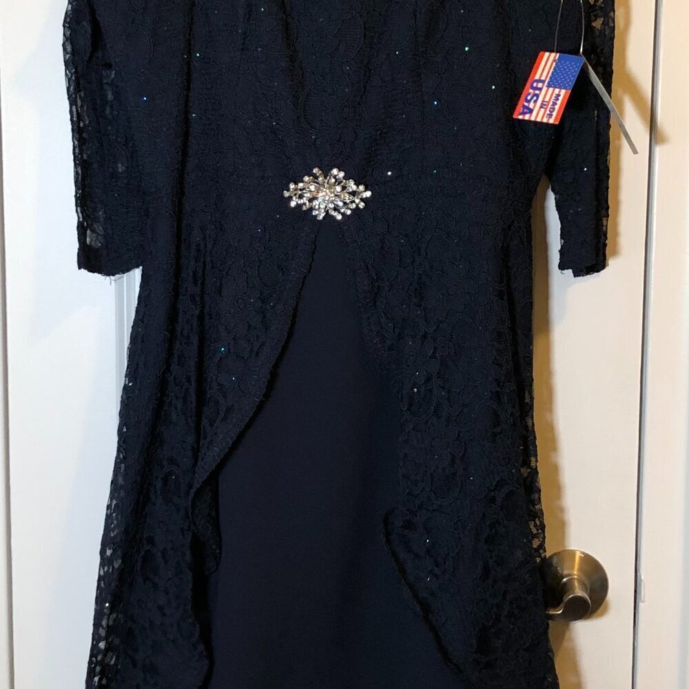 Ideas by Barbara Gown Style# 5825 NAVY BLUE Size M NWT - Picture 5 of 16